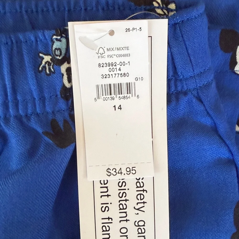 NWT Gap × Disney Kids Recycled Flannel Halloween PJ Set, active blue